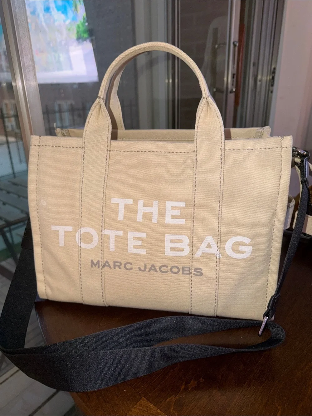 Marc Jacobs Canvas The Tote Bag in Beige with Black Strap